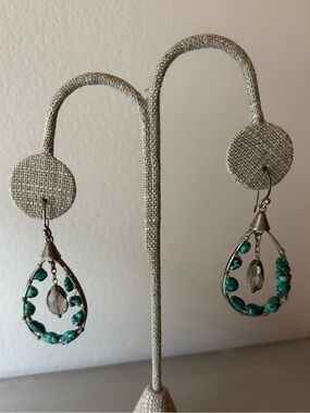 Silpada • Wire Wrapped Turquoise & Smoky Quartz Earrings